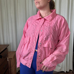 Vintage ADIDAS Hot Pink Jacket Windbreaker zip up bomber coat • Size: M